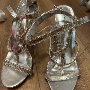 Anne Michelle silver heels worn once